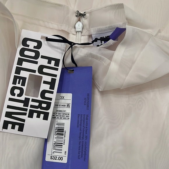 NWT! Future Collective Kahlana Barfield-Brown sheer puff sleeve mock neck blouse - Picture 6 of 6